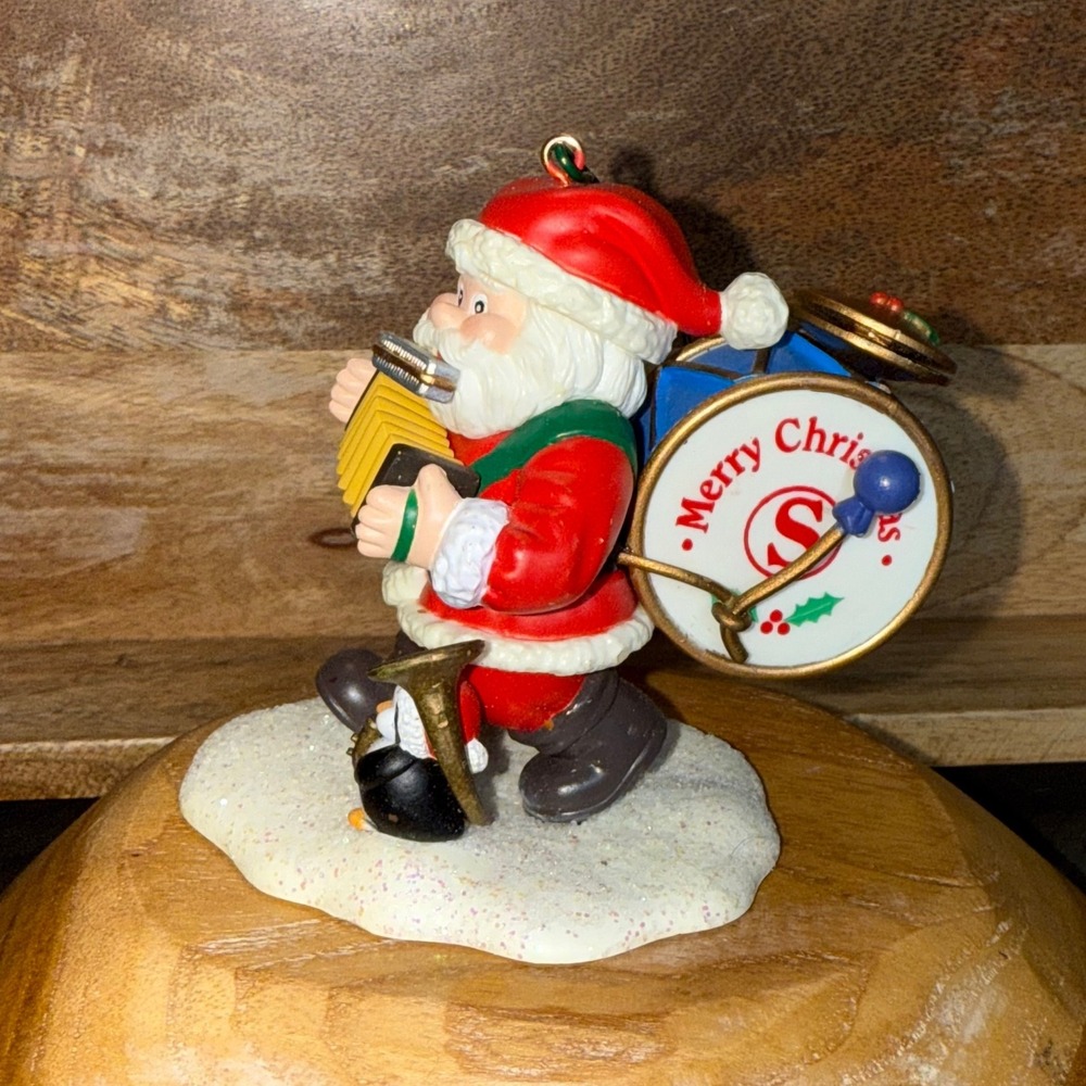 Vintage 1997 Westmar Inc. Santa Claus Accordion Drum Christmas Band Ornament